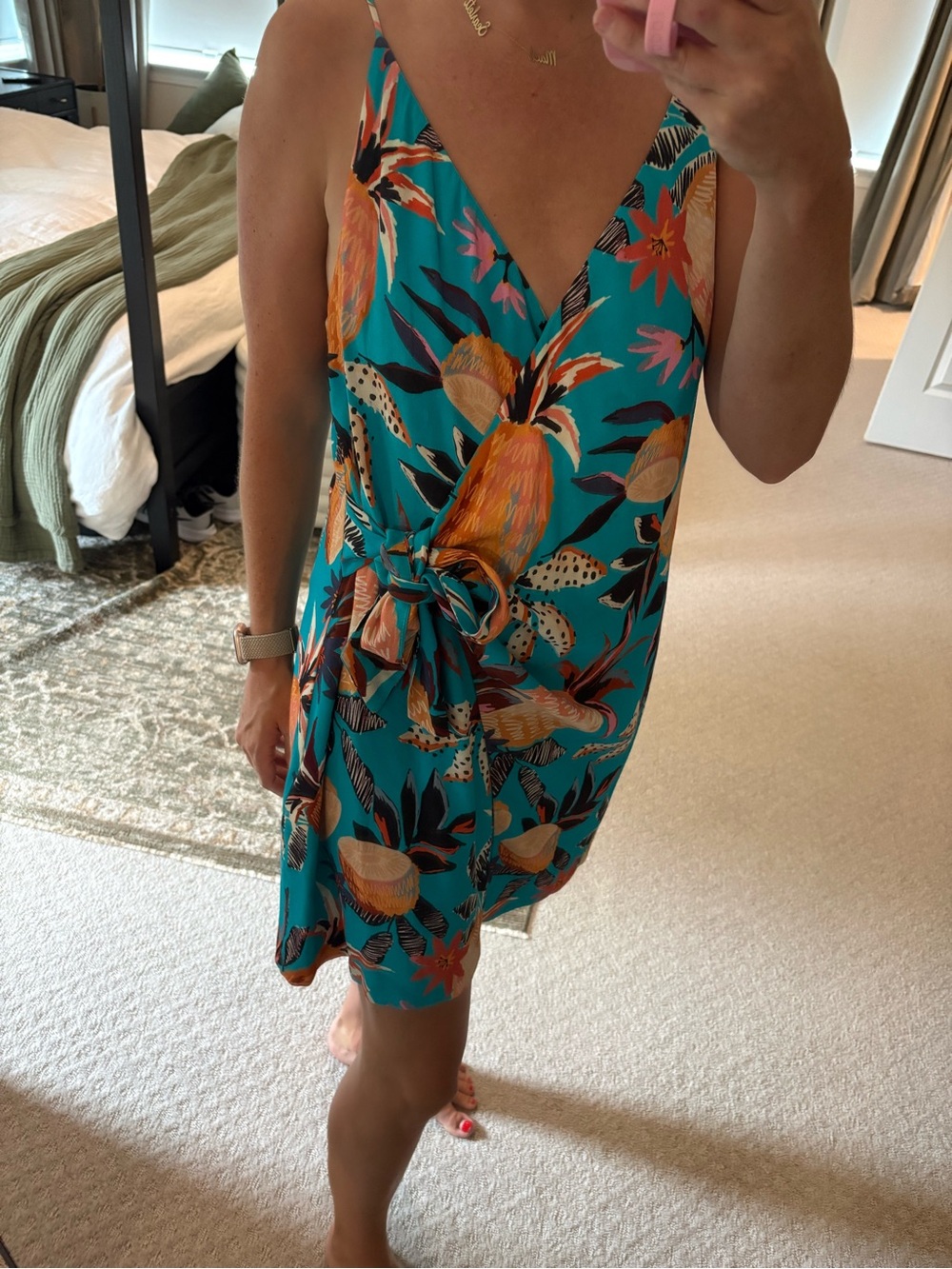 Farm Rio Teal Floral Wrap Dress - Picture 2 of 2